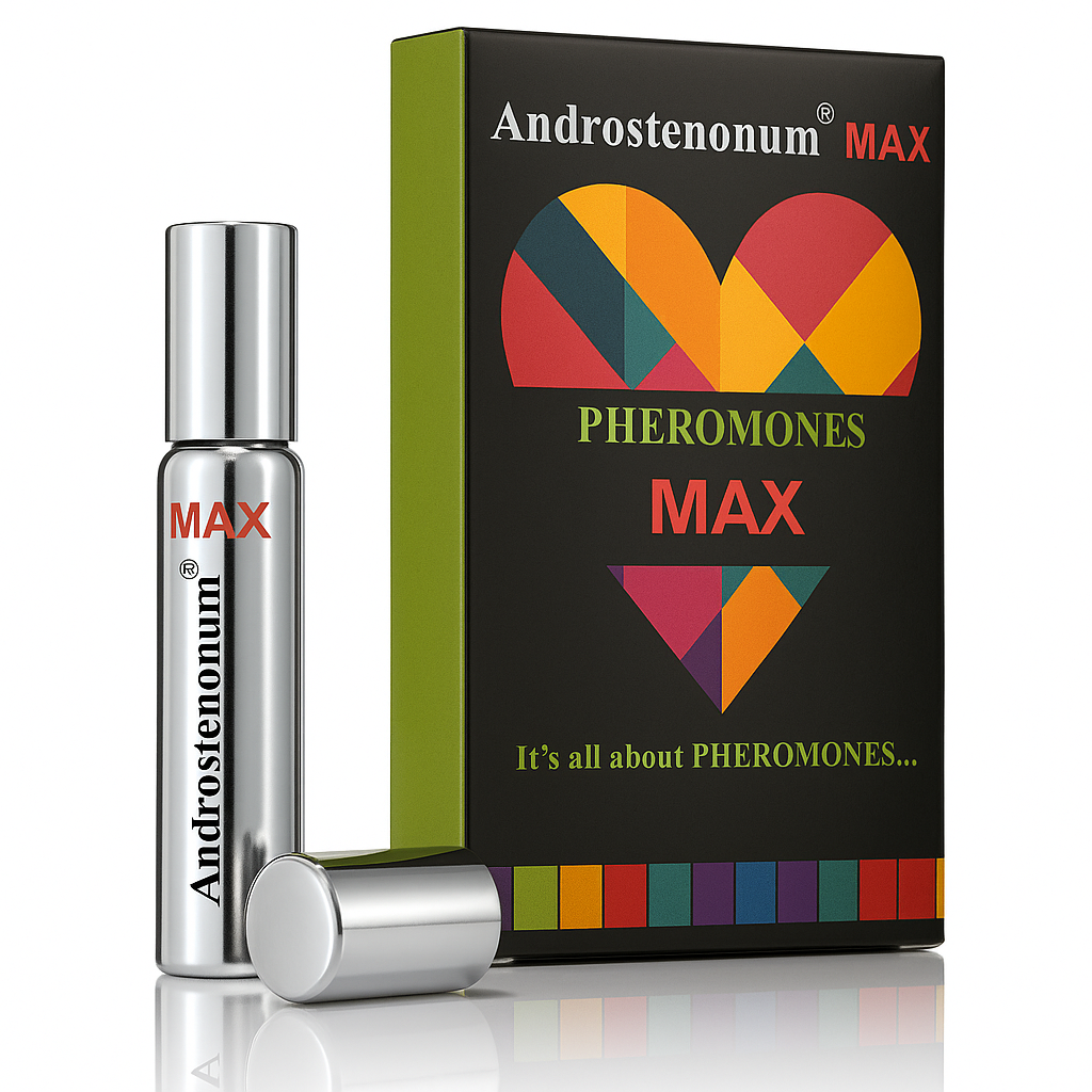 Androstenonum MAX Pheromones bottle and packaging on a white background