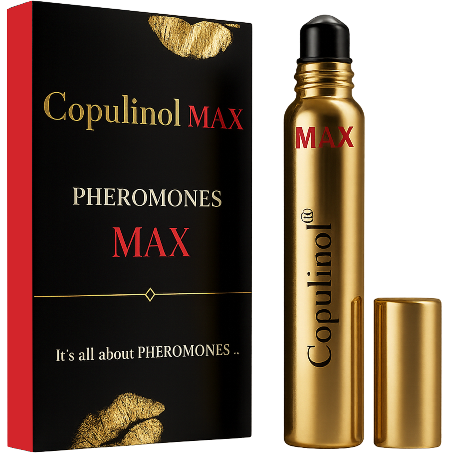 Copulinol MAX Pheromones packaging and bottle on a white background