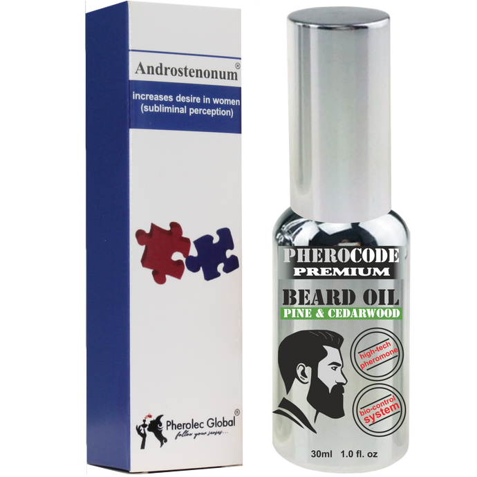 PheroCode premium beard oil pine & cedarwood hi-tech pheromone formula bio-control system grooming Concentrated essence of natural pheromone for men. Attract women. Androstenonum Dropper 5ml