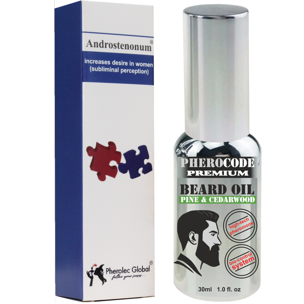 PheroCode premium beard oil pine & cedarwood hi-tech pheromone formula bio-control system grooming Concentrated essence of natural pheromone for men. Attract women. Androstenonum Dropper 5ml
