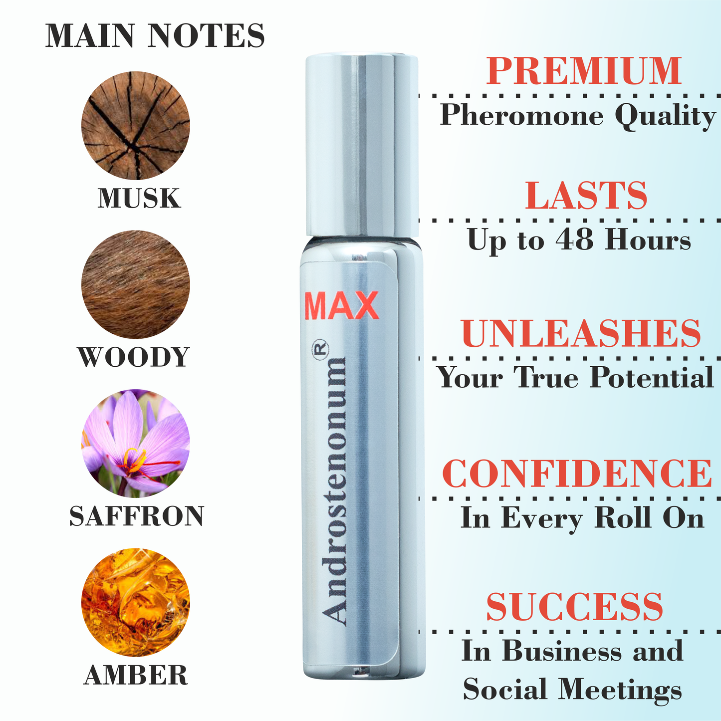 ANDROSTENONUM® MAX 100% Scented Ultra Strong Premium Quality Pheromone for Men Attract Women 8ml Roll-On