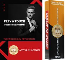 Load image into Gallery viewer, technological revolution active in action pheromone for men prey&amp;touch 10 ml roll on bottle elegant packaging
