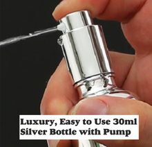 Load image into Gallery viewer, luxury easy to use 30 ml silver bottle with pump pheromone 
