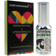 Załaduj obraz do przeglądarki galerii, PheroCode premium beard oil pine &amp; cedarwood hi-tech pheromone formula bio-control system grooming Concentrated essence of natural pheromone for men. Attract women. Androstenonum X2 Roll-On 8ml
