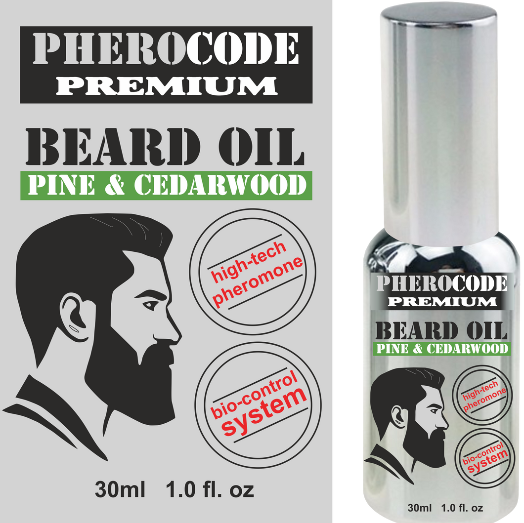 PheroCode premium beard oil pine & cedarwood hi-tech pheromone formula bio-control system grooming